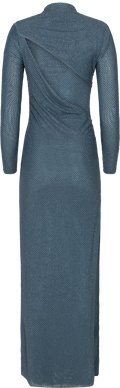 Rhinestone Gathered Maxi Dress - Blue