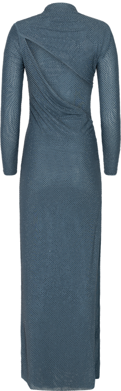 Rhinestone Gathered Maxi Dress - Blue