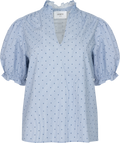 Signy Stripe Emb Blouse - Blue Stripe