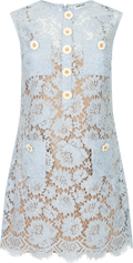 Fine Lace Mini Dress - Blue