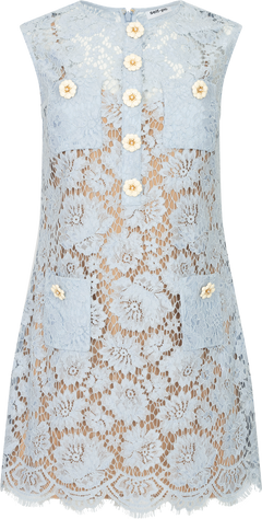 Fine Lace Mini Dress - Blue