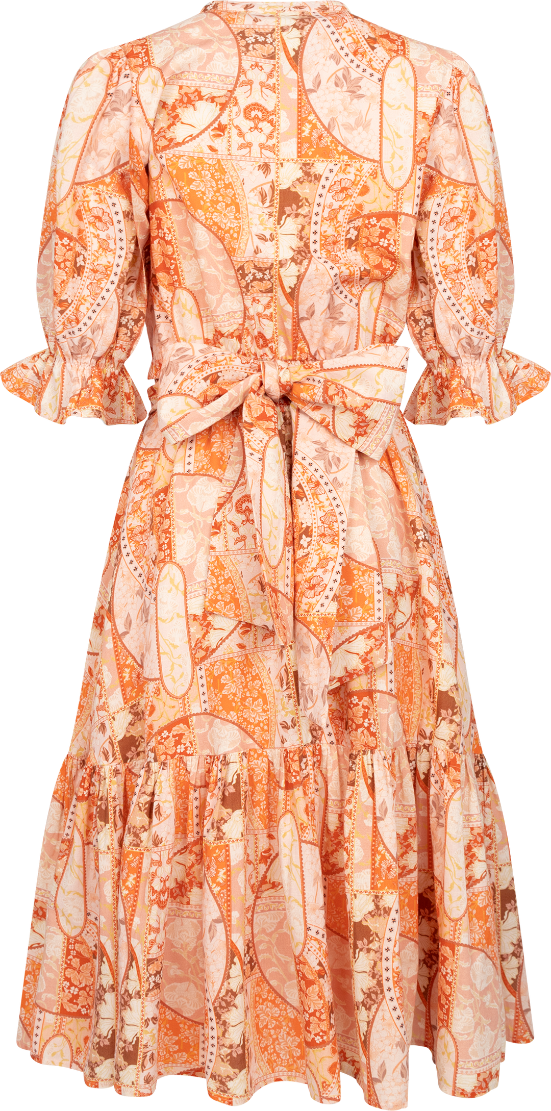 Gertrude Linen Midi Dress - Coral Flower