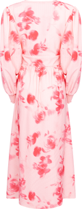 Adelic Long Dress - Abstract Pink Flower Print