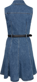 Denim Sleeveless Pearl Mini Dress - Blue