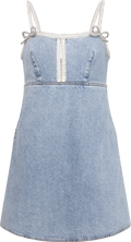Denim Pearl Mini Dress - Light Blue