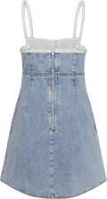 Denim Pearl Mini Dress - Light Blue