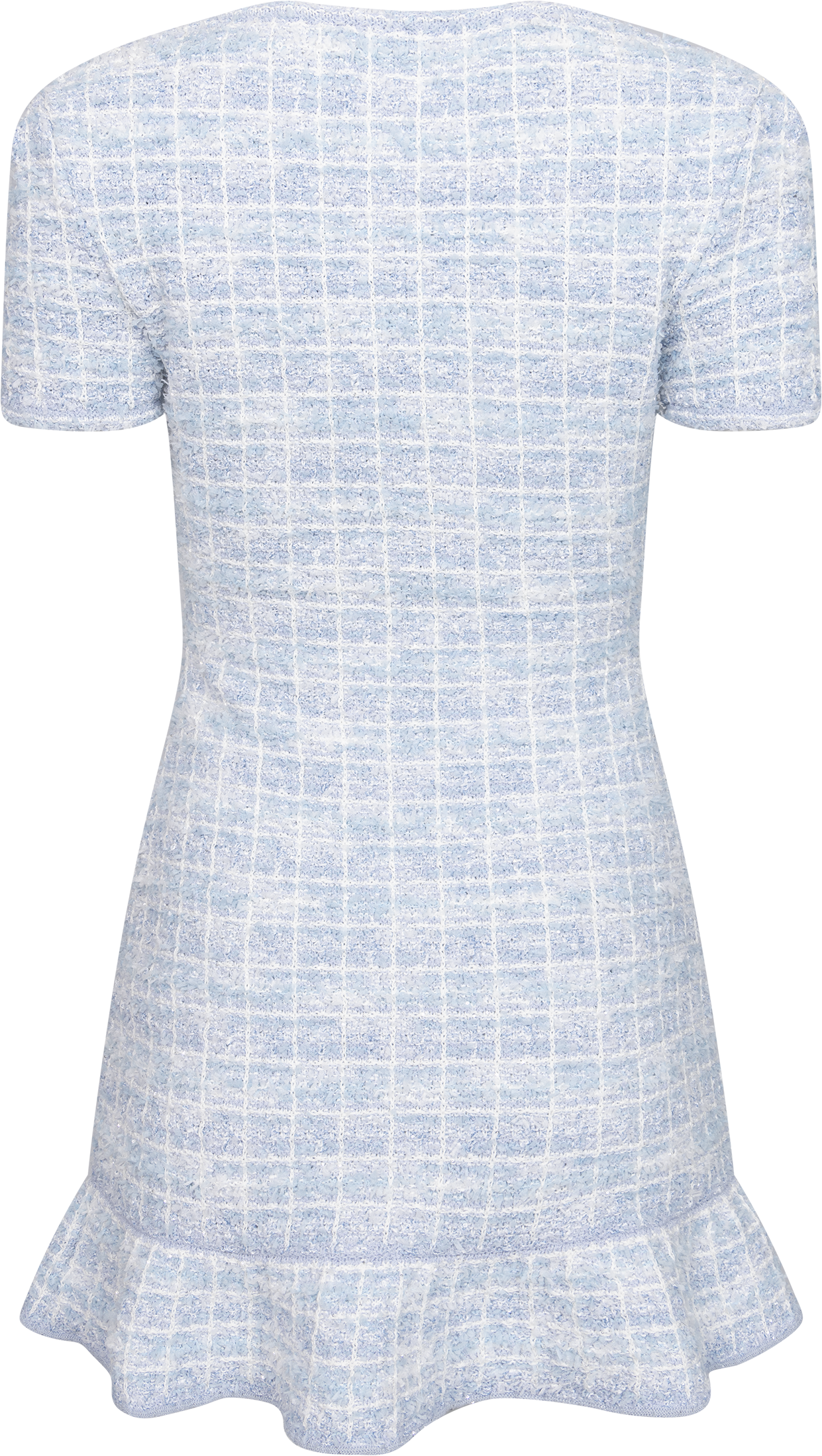 Check Knit Mini Dress - Blue