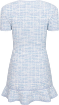 Check Knit Mini Dress - Blue
