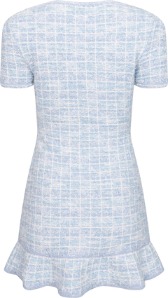 Check Knit Mini Dress - Blue