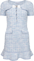 Check Knit Mini Dress - Blue