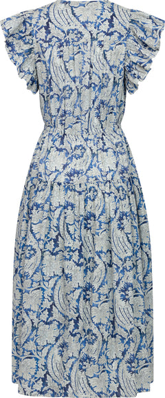 Kairi Flutter Sleeve Midi Dress - Ciel