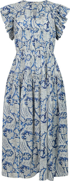 Kairi Flutter Sleeve Midi Dress - Ciel