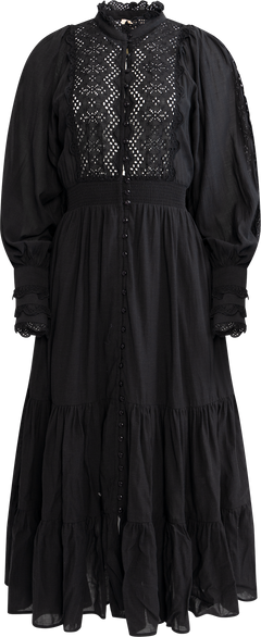 Cotton Slub Midi Dress - Black