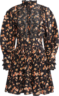 Cotton Slub Mini Dress - Midnight Daisy