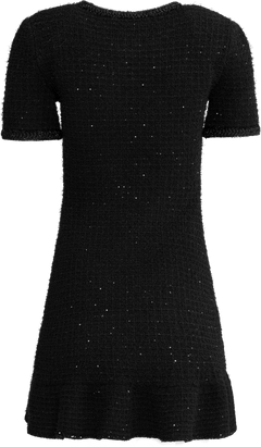 Buttoned Knit Mini Dress - Black