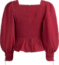 Regina Seersucker L/Slv Top - Red