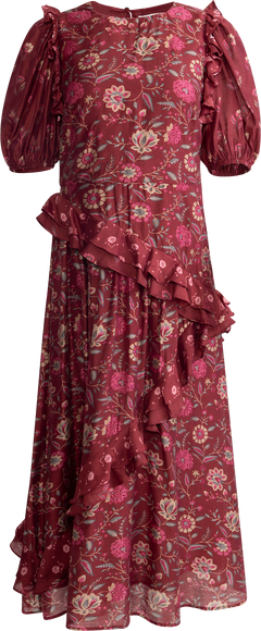 Famke Print Puff Slv Dress - Magenta