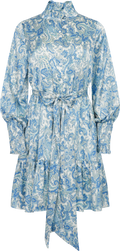 Saga Wide Small Paisley Dress - Blue Small Paisley