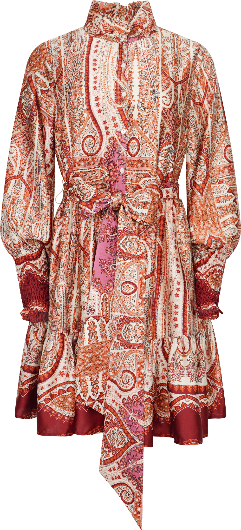 Saga Wide Border Paisley Dress - Red Paisley