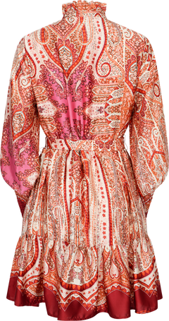 Saga Wide Border Paisley Dress - Red Paisley
