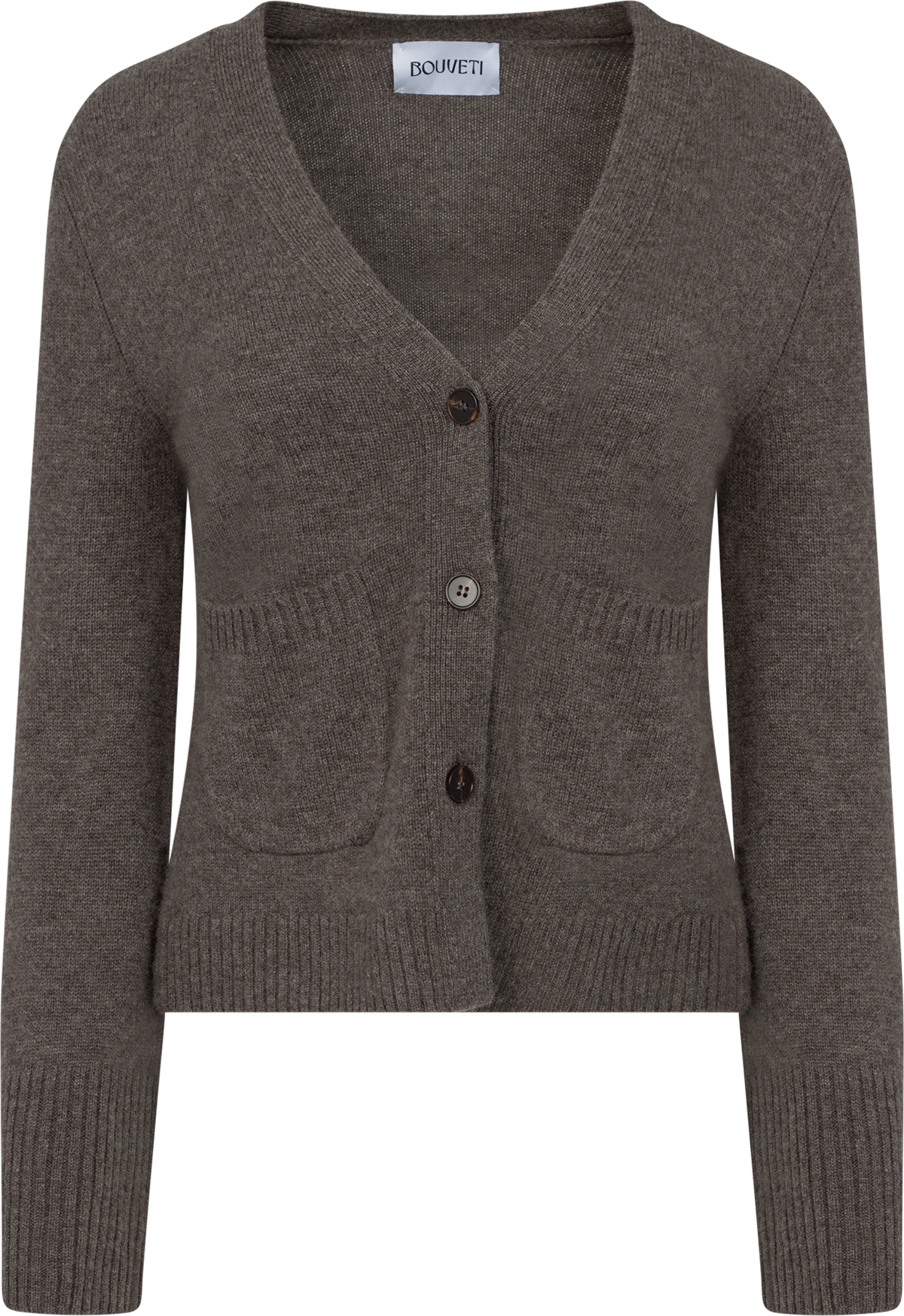 Liz Cashmere Knit Cardigan - Brown Melange