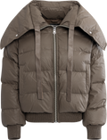 Morgan Puffer Jacket - Grey/Brown