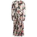 Satin Midi Dress - Black Bouquet
