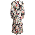 Satin Midi Dress - Black Bouquet