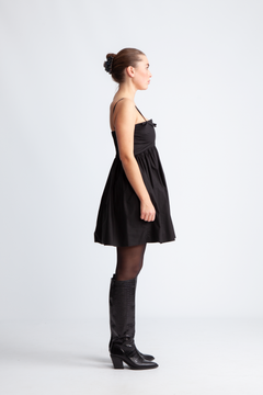 Cotton Poplin Strap Dress - Black