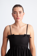 Cotton Poplin Strap Dress - Black