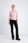 Lulu Ls Knit Rib O-Neck Noos - Bleached Mauve Melange