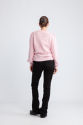 Lulu Ls Knit Rib O-Neck Noos - Bleached Mauve Melange