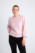 Lulu Ls Knit Rib O-Neck Noos - Bleached Mauve Melange