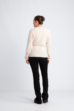 Sia Ras Ls Knit Belt Cardigan - Birch Melange