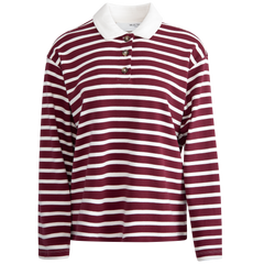 Wada LS Stripe Collar Top - Zinfandel Snow White