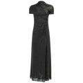 Slate Rhinestone Mesh Cut Out Midi Dress - Grey