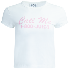Call Me 1-800 Juicy Capped Baby Sleeve Tshirt - White