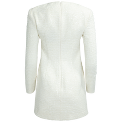Boucle Diamante Bow Mini Dress - Cream