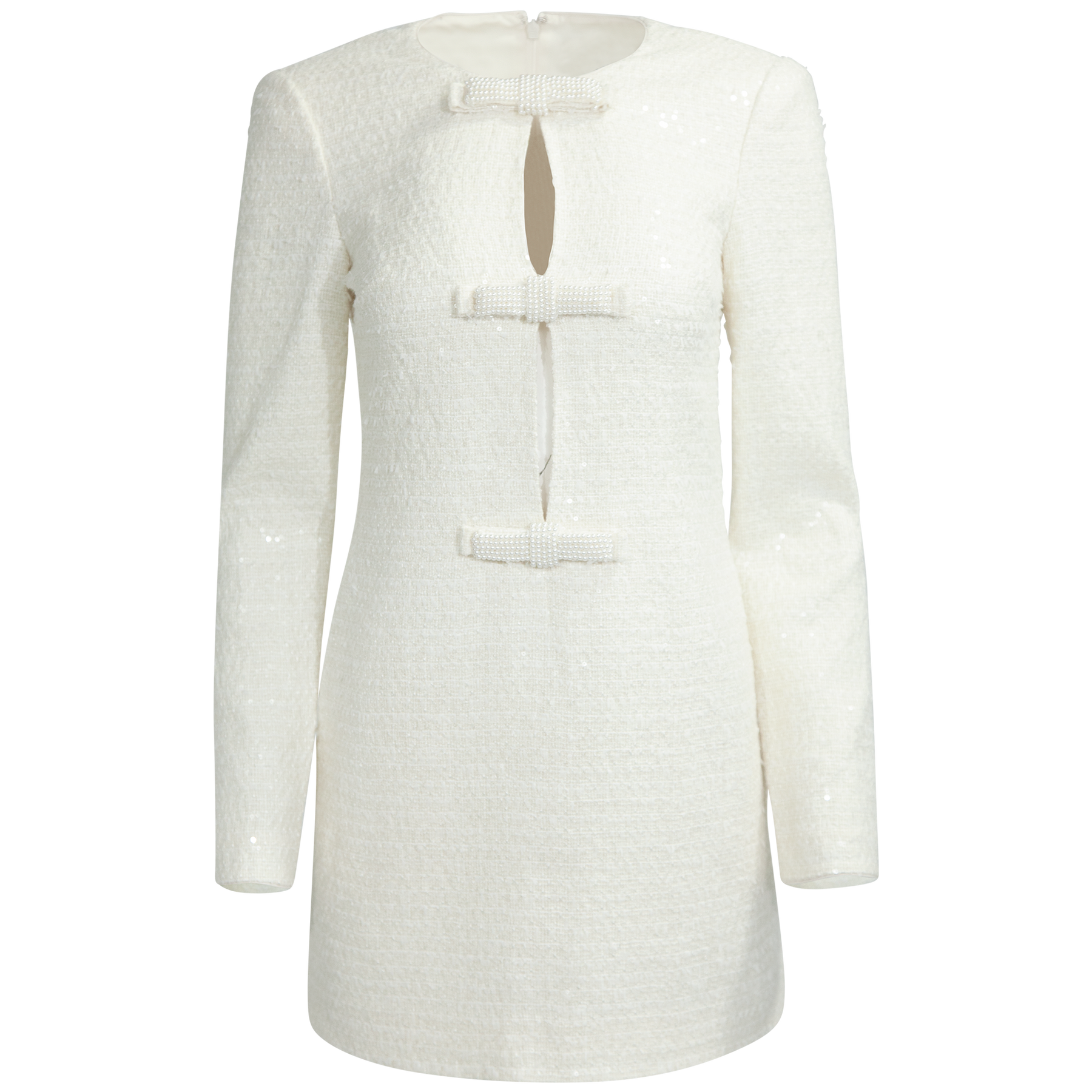 Boucle Diamante Bow Mini Dress - Cream Boucle Diamante Bow Mini Dress - Cream