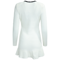 Pearl Trim Knit Mini Dress - White