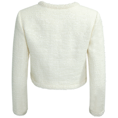 Boucle Pearl Trim Jacket - Cream