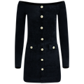 Chenille Knit Mini Dress - Black