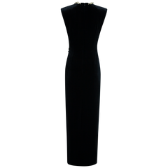 Velvet Embellished Maxi Dress - Black