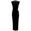 Velvet Embellished Maxi Dress - Black