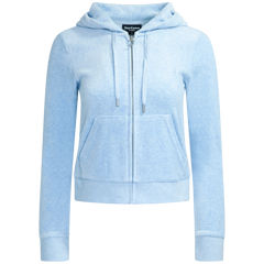 Robertson Classic Velour Zip Hoodie - Powder Blue Marl