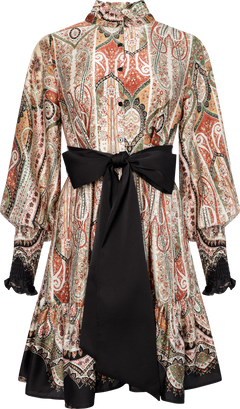 Saga Wide Border Paisley Dress - Black Paisley