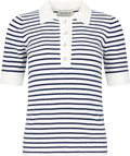 Marte Ss Rib Polo Knit - Navy Striped