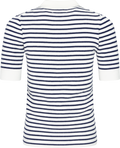Marte Ss Rib Polo Knit - Navy Striped