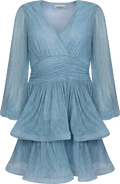 Jade Wave Plisse Dress - Light Blue