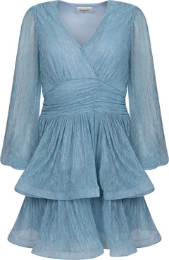 Jade Wave Plisse Dress - Light Blue